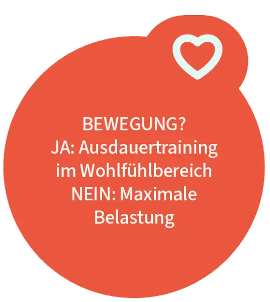 Bewegung? Ja: Ausdauertraining im Wohlfühlbereich. Nein: Maximale Belastung