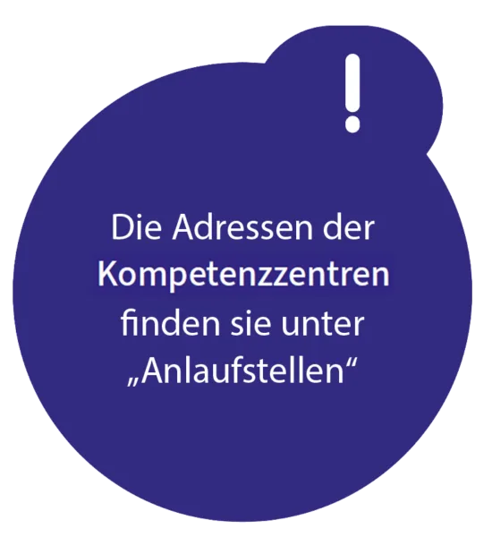 Sie finden die Kompetenzzentren unter "Anlaufstellen"